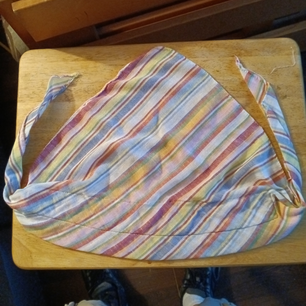 Vintage pastel rainbow ready head bandana.